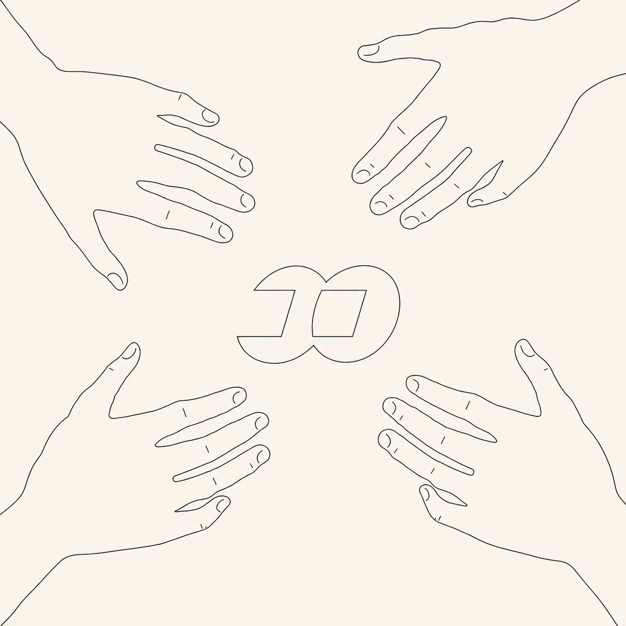 Hand-drawn hands around the FOMO symbol